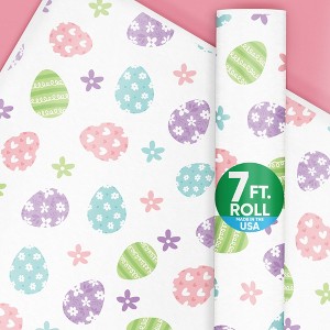 Big Dot of Happiness Spring Easter Wrapping Paper, Holiday Easter Gift Wrap Roll, Pastel Eggs Gift Paper, 24 in x 7 feet - 1 of 4