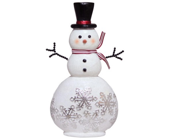 Melrose 15" Glittered Snowman Adorned with Snowflakes Christmas Table Top Decoration