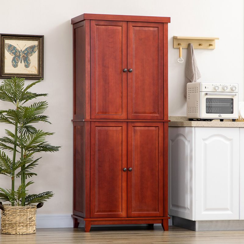 HOMCOM 72.5" Pinewood Large Kitchen Pantry Storage Cabinet, Freestanding Cabinets with Doors and Shelf Adjustment, Dining Room Furniture, 2 of 7
