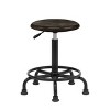 studio designs Retro Wood and Metal Swivel Height Adjustable Stool with Foot Ring Distressed Black: Upholstered, Wheeled, Task Chair - 3 of 4