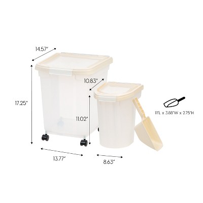 White Airtight Plastic Pet Food Container Combo with Scoop