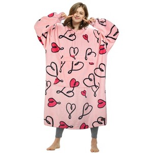 Catalonia Womens' Full Body Oversized Blanket Hoodie Sweatshirt, Extra Long Wearable Fleece Pullover, Gift for Women Wife Girlfriend - 1 of 1