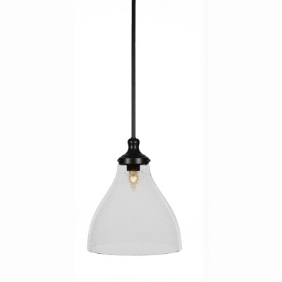 Toltec Lighting Juno 1 - Light Pendant in  Matte Black with 11.75" Clear Bubble Shade