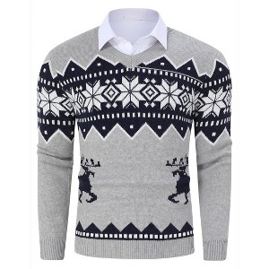 Men's Christmas Sweater Pullover Knitted Long Sleeve Ugly Soft Knitted Sweaters - 1 of 4