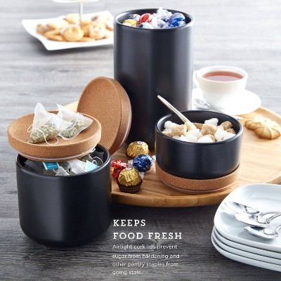 Kamenstein 3pc Canister Set Black: Kitchen Storage & Organizers, Ceramic with Cork, Utensil Holder, Lifetime Warranty — фото 4