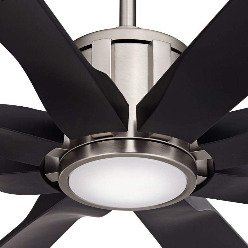80" Possini Euro Design Defender Modern Indoor Outdoor Ceiling Fan with Dimmable LED Light Remote Brushed Nickel Black Damp Rated for Patio Exterior, 3 of 10