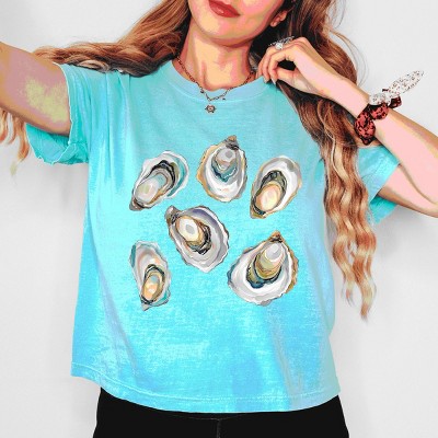 Simply Sage Market Oysters Watercolor Boxy Crop Top