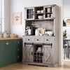 WhizMax Storage Cabinet, Wooden Cabinet with 4 Doors 3 Drawers, Multifunctional Storage Cabinet with Compartments, Living Room Kitchen Office, Gray - 3 of 3