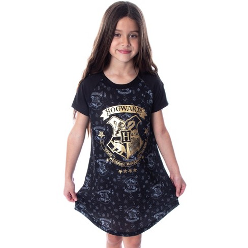 Harry Potter Girls' Hogwarts Castle Gold Foil Nightgown Pajama