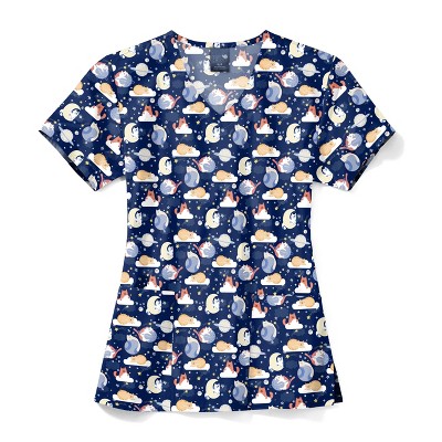 Zoe and Chloe Zoe+Chloe Performance V-Neck Print Scrub Top