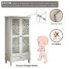 Gulches 55" Rustic Tall Storage Cabinet (Antique White) - 2 Carved Doors & Drawer, Solid Wood Legs Accent Cabinet, 80LBS Shelf/50LBS Drawer - 4 of 4