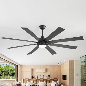 Airsurfer 65/72-In Matte Black Ceiling Fan with Color-Changing LED Light, Black & Deep Walnut 8 Blades, Remote Included, Modern Silent DC Motor Design - 1 of 4