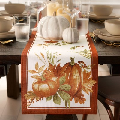 Autumn Pumpkin Grove Fall Table Runner - Orange/rust - 13x70 - Elrene ...