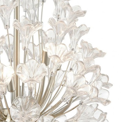 Mini Celene 12-Light Chandelier with Aged Silver Finish and Clear Glass Floretes
