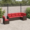 vidaXL 6 Piece Patio Sofa Set with Cushions Brown and Red Poly Rattan - Without Table - 2 of 4