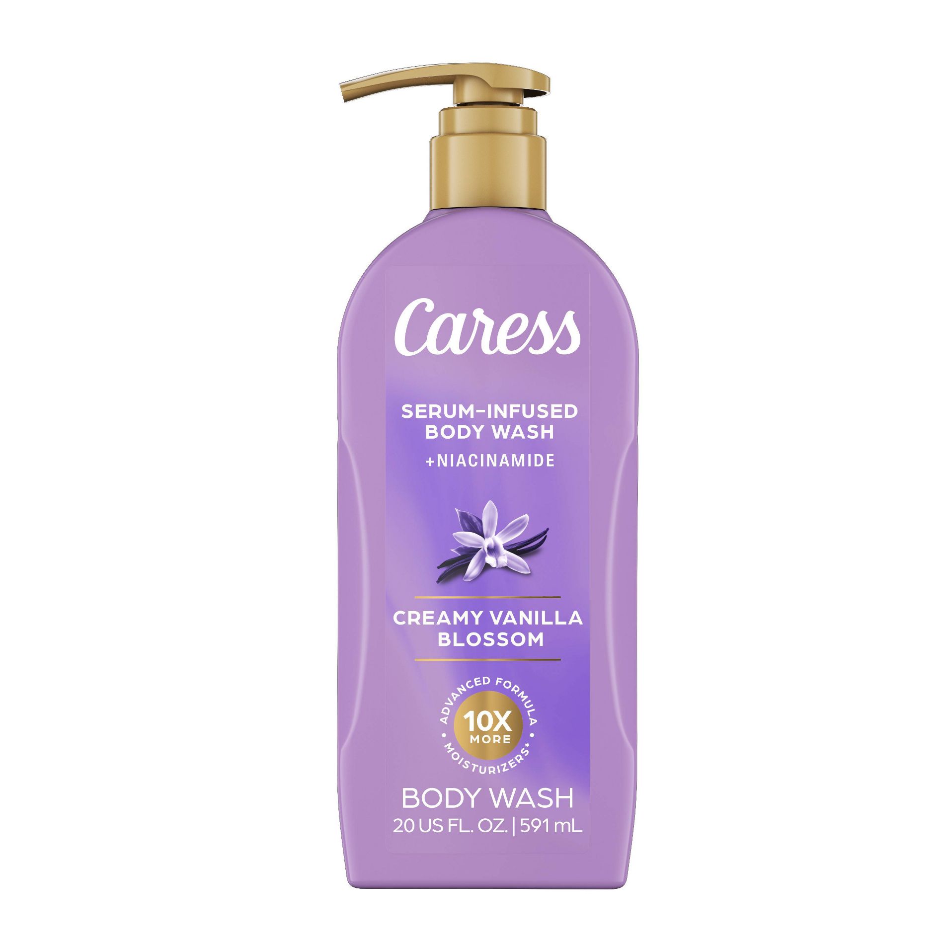 Caress Serum Infused Niacinamide Body Wash - Vanilla Blossom - 20 fl oz: Basic Cleansing, Whole Body, Pump Bottle