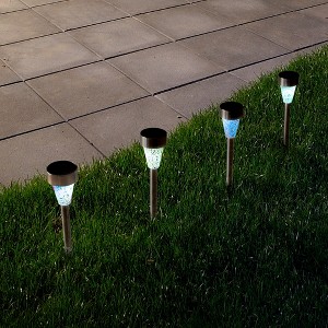Nature Spring Solar Mosaic Battery-Operated Stainless Steel LED Light for Outdoor Landscapes, Patios, and Pathways - Gray - 1 of 4