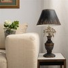 Vintage Floral Table Lamp with Distressed Black Shade and Elegant Flower Accents, Rustic Home Decor, 1pc - 3 of 4
