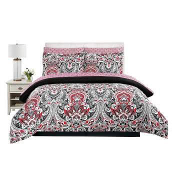Collections Etc Elegant Cora Damask Paisley Design 7-Piece Comforter Set