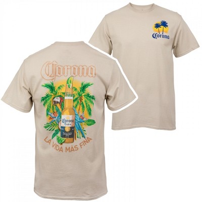 Mens Corona Extra La Vida Mas Fina Bottle Front and Back Print T-Shirt