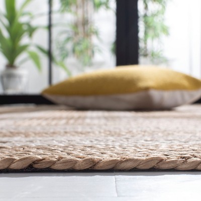 Ivory and Natural Geometric Flat Woven Cowhide Rug, 6' x 9'