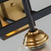 ALOADECOR 3-Light W22" Contemporary Bathroom Vanity Wall Sconce in Black and Vintage Brass with Dome Shape Clear Ribbed Glass Shade - 4 of 4