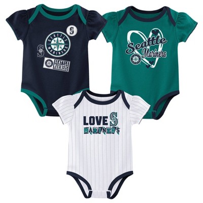MLB Seattle Mariners Infant Girls' 3pk White Bodysuit
