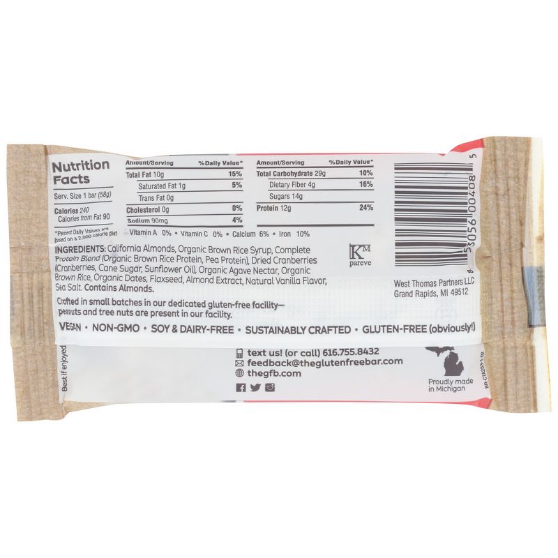 The GFB Gluten-Free Cranberry and Toasted Almond Plant Protein Bar - 12 bars, 2.05 oz, 3 of 5