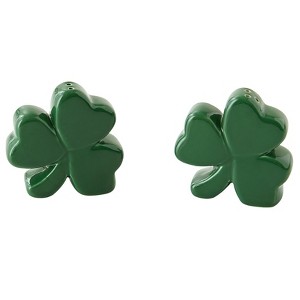 The Lakeside Collection St Patrick's Shamrock Tabletop Collection Plates or Salt and Pepper Set - Shaped Salt and Pepper Shakers - 1 of 2