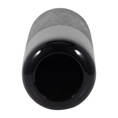 Black Grooved Ceramic Table Vase, 18-inch
