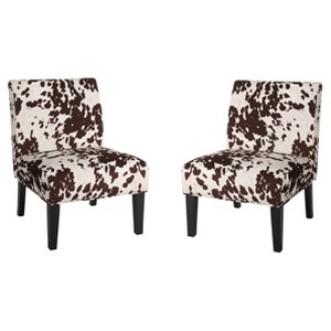 Set of 2 Kassi Cowhide Print Upholstered Accent Chair - Christopher Knight Home - 1 of 4