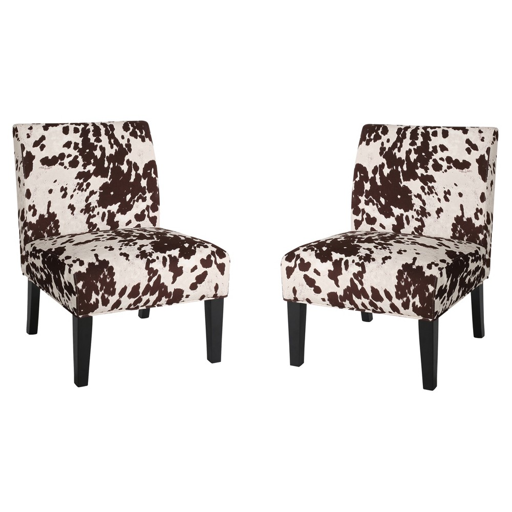 Photos - Chair Set of 2 Kassi Cowhide Print Upholstered Accent  - Christopher Knight