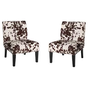 Set of 2 Kassi Cowhide Print Upholstered Accent Chair - Christopher Knight Home