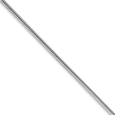 Black Bow Jewelry 1.6mm, 14k White Gold, Round Solid Snake Chain Necklace