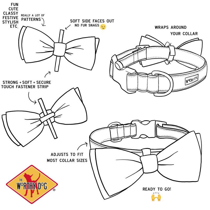 The Worthy Dog Puppy Love Bow Tie Adjustable Collar Attachment Accessory, 2 of 3