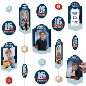 Big Dot of Happiness Boy 16th Birthday - Sweet Sixteen Birthday Party Vertical Photo Garland 35 Pieces - 1 of 4