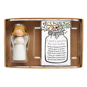 Dicksons Said A Prayer for You Today Mason Jar Flower Vase Angel Ivory 1.25 x 5.5 Inch Resin Stone Tabletop Figurine and Plaque - 1 of 3