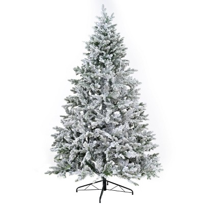 SEVOBAL 7FT Artificial Christmas Tree Unlit Snow Flocked Design Xmas Tree Full Appearance Snowy Easy Assembly Metal Stand, White, 47.2"*47.2"*82.6"