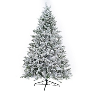 SEVOBAL 7FT Artificial Christmas Tree Unlit Snow Flocked Design Xmas Tree Full Appearance Snowy Easy Assembly Metal Stand, White, 47.2"*47.2"*82.6" - 1 of 4