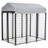 Outdoor Dog Kennel with Lockable Door and Water Resistant Roof,72'' Large Dog Playpen Exercise Pen Fence for Medium and Large Dogs,Black - LAOTIES - 3 of 4
