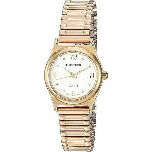 Timetech Women's 14k Gold Plated Stretch Expansion Bracelet Watch : Target