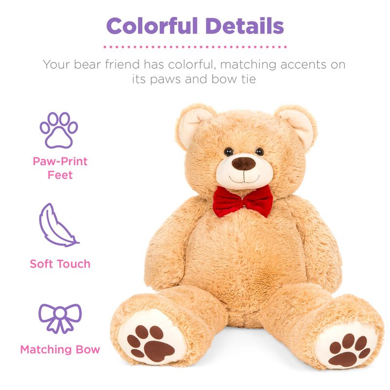 Best Choice Products 35in Giant Soft Plush Teddy Bear Stuffed Animal Toy w/ Bow Tie, Footprints, 5 of 10