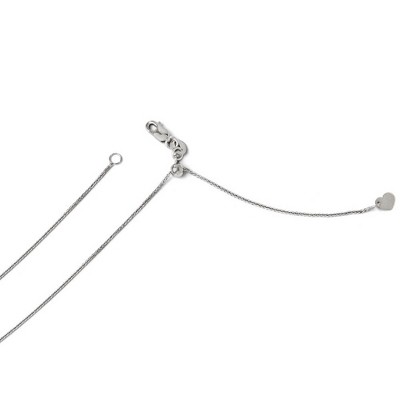 Black Bow Jewelry 0.8mm 14k White Gold Adjustable Solid Wheat Chain Necklace