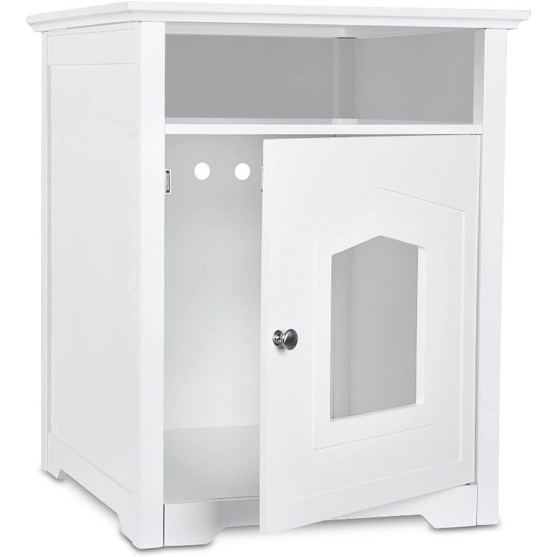 Arf Pets Cat Litter Box Enclosure Furniture, Large Cabinet - White, 4 of 5