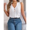 Coolmee Women's Summer Knit Vest Tank Top Button Down Fitted Sleeveless V Neck Loose Vacation Casual Tank - 3 of 4