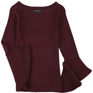 I.N.C International Concepts Womens Ruffled Sleeve Knit Sweater, Red, Medium - 1 of 1