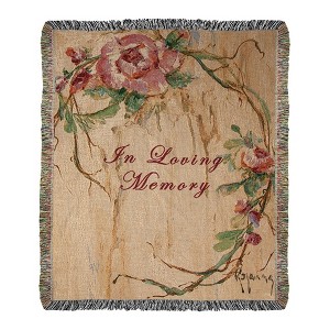 Sympathy Gift Cotton Throw – In Loving Memory Rose Woven by Manual