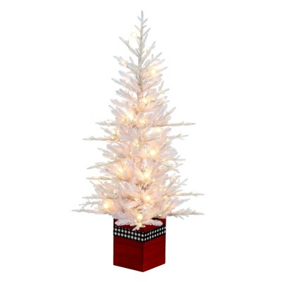 Vickerman Artificial Potted White Fraser Fir Christmas Tree