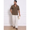 INSPIRE CHIC Men's Hollow Jacquard Camp Collar Short Sleeve Beach Texture Shirts - 2 of 4