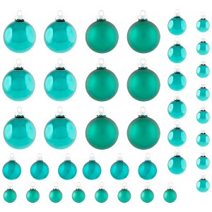 Northlight Shiny and Matte Multiple Size Glass Ball Christmas Ornaments - 40ct - Green - 1 of 4